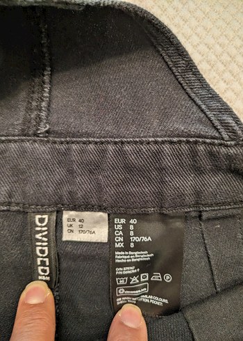 Düğmeli Siyah Denim Kısa Elbise Salopet - Görsel 4