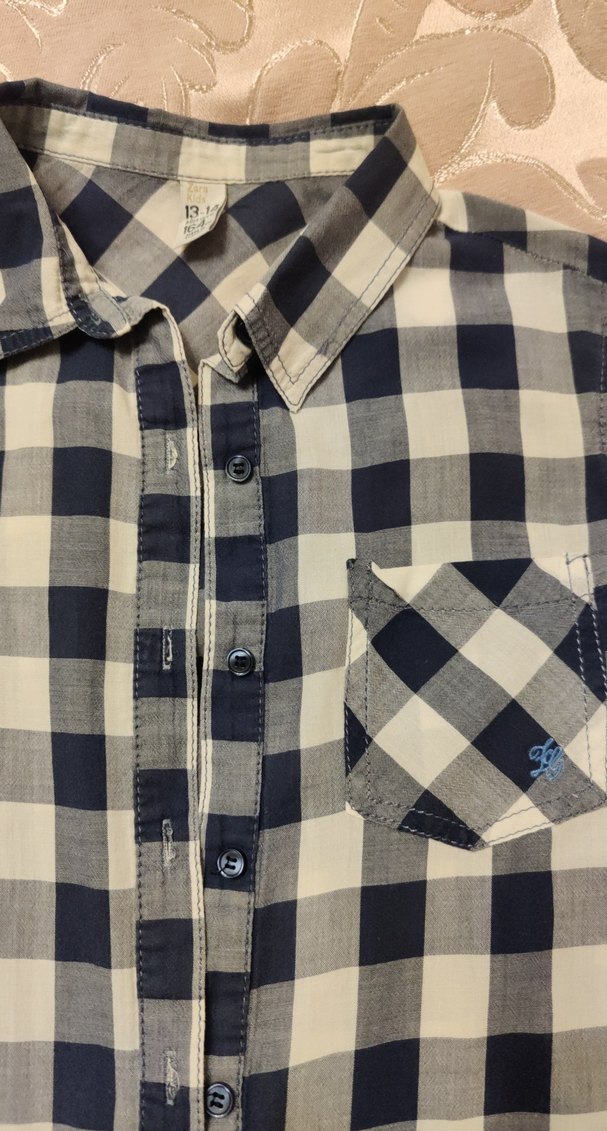 Lacivert Kareli Kız Çocuk Gömlek - Görsel 3