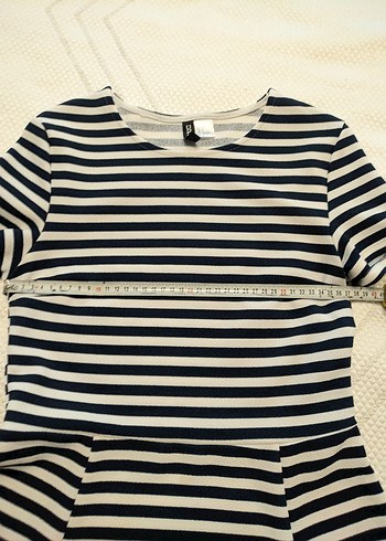 Mavi Çizgili Kısa Kollu Midi Elbise - Görsel 5