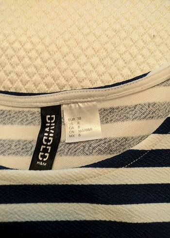 Mavi Çizgili Kısa Kollu Midi Elbise - Görsel 3