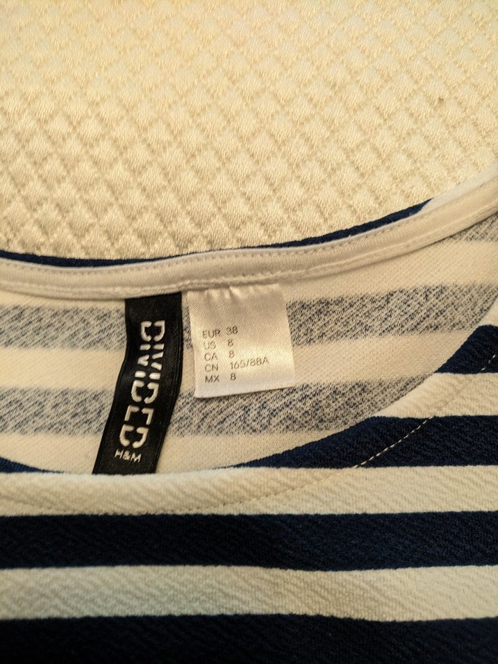 Mavi Çizgili Kısa Kollu Midi Elbise - Görsel 3