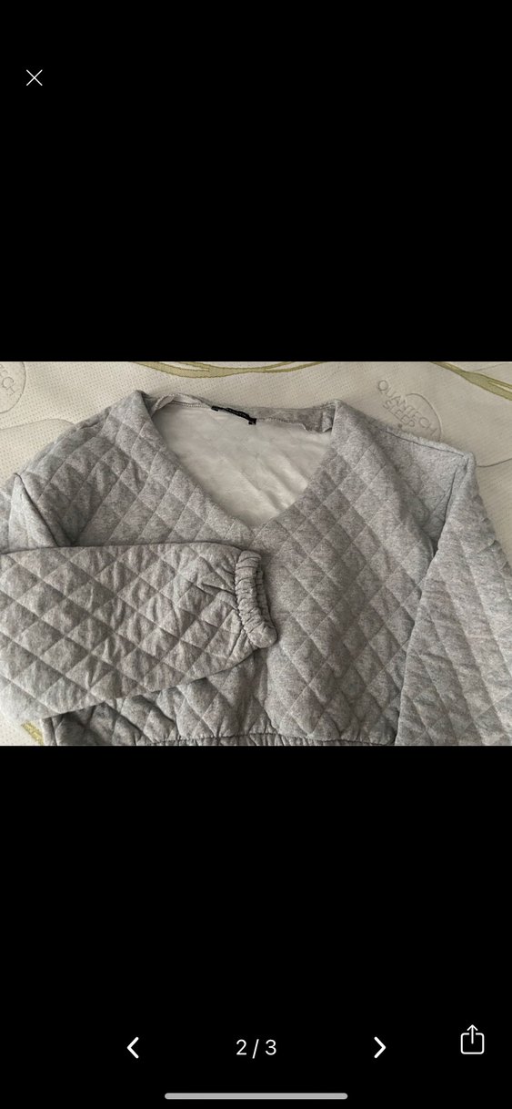 Gri  Kadın Kapitone crop sweetshirt - Görsel 4