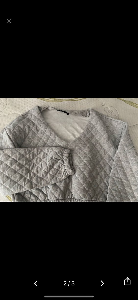 Gri  Kadın Kapitone crop sweetshirt - Görsel 2