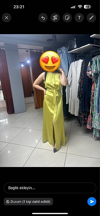 Yağ yeşili saten elbise