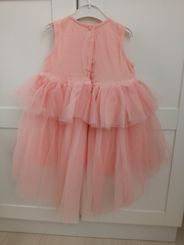 Kız Çocuk Pembe Kolsuz Fırfırlı Elbise - Görsel 2