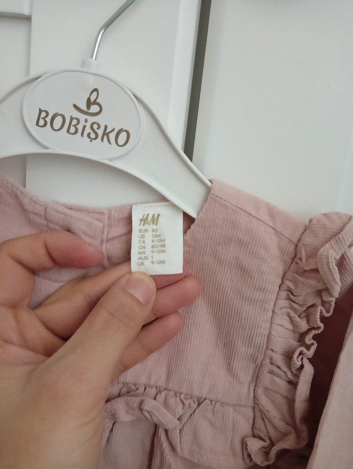 kız çoçuk uzın kollu kot pembe renkli elbise - Görsel 3