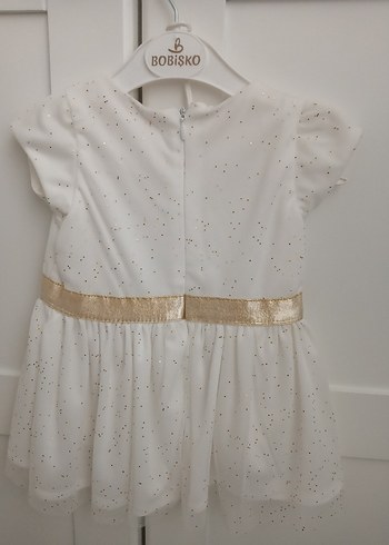 Kız Çocuk Beyaz Kemerli Elbise - Görsel 3