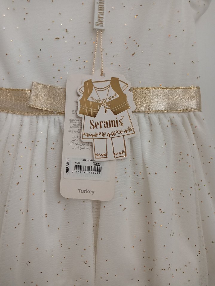 Kız Çocuk Beyaz Kemerli Elbise - Görsel 4