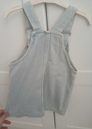 Kızlar için Düğmeli Gri Denim elbise - Görsel 3