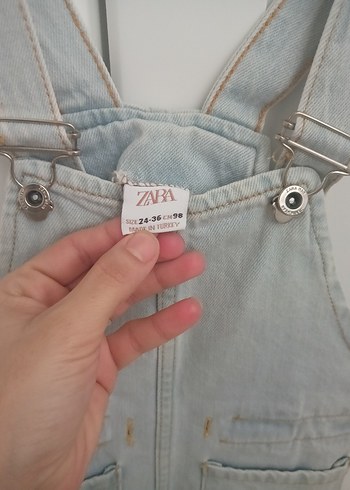 Kızlar için Düğmeli Gri Denim elbise - Görsel 2