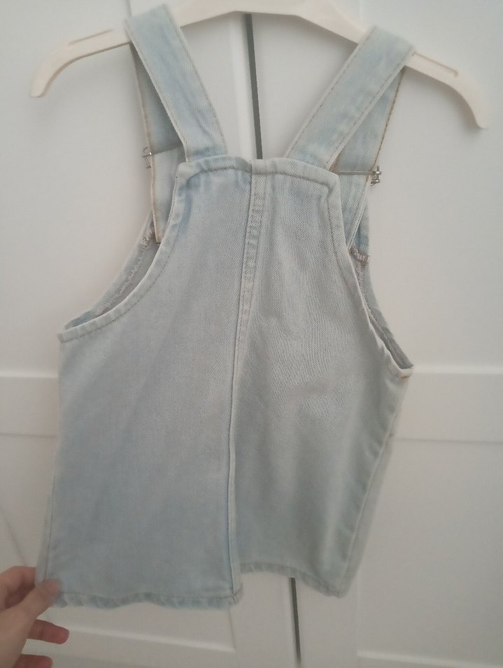 Kızlar için Düğmeli Gri Denim elbise - Görsel 3