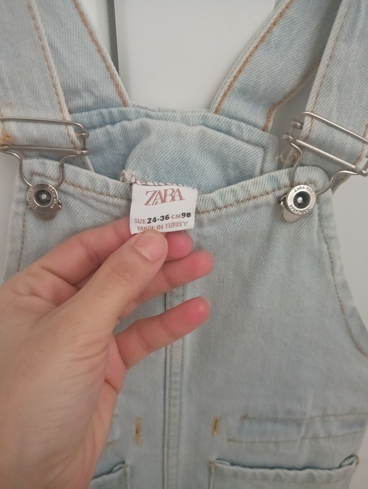 Kızlar için Düğmeli Gri Denim elbise - Görsel 2