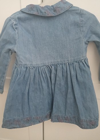 Kız Çocuk Mavi Uzun Kollu Denim Elbise - Görsel 4