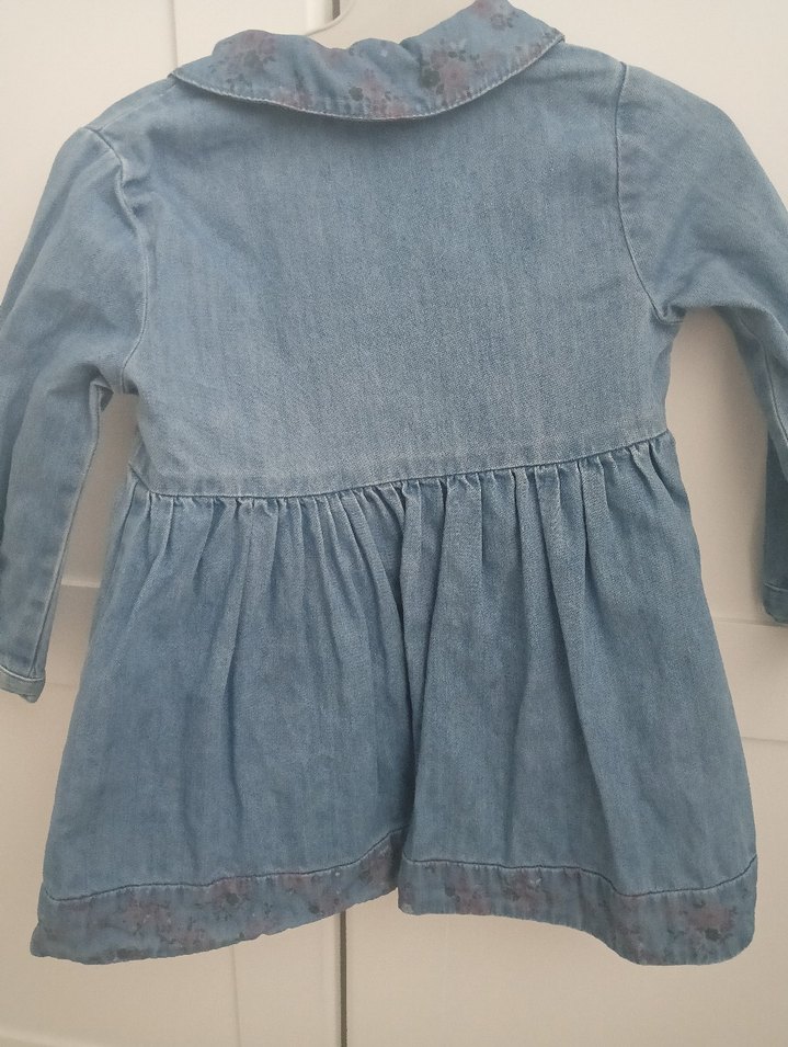 Kız Çocuk Mavi Uzun Kollu Denim Elbise - Görsel 4