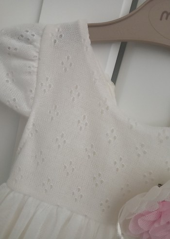 Beyaz Kız Çocuk Fırfırlı Elbise - Görsel 3