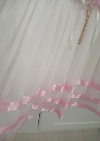 Beyaz Kız Çocuk Fırfırlı Elbise - Görsel 2