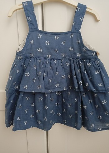 Kız Çocuk Mavi Denim Fırfırlı Elbise - Görsel 2