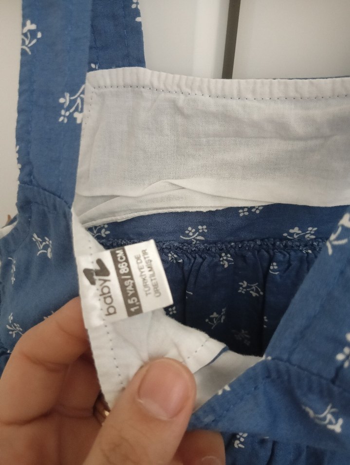 Kız Çocuk Mavi Denim Fırfırlı Elbise - Görsel 3