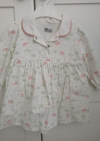 Pamuklu Baskılı Uzun Kollu Kız Elbisesi - Görsel 2