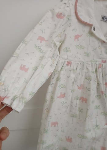 Pamuklu Baskılı Uzun Kollu Kız Elbisesi - Görsel 3