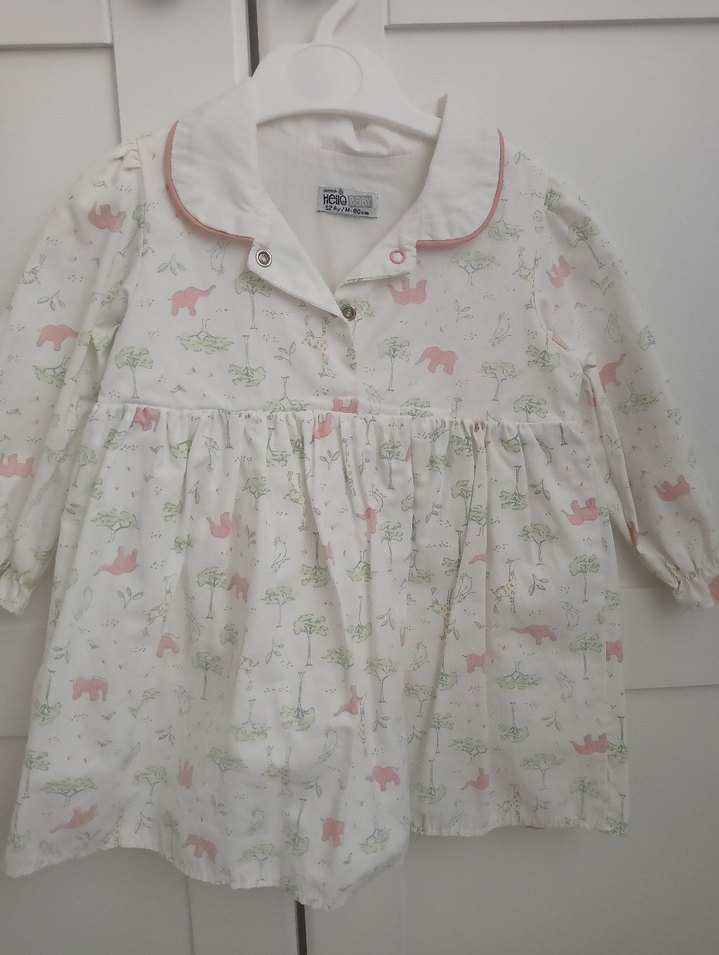 Pamuklu Baskılı Uzun Kollu Kız Elbisesi - Görsel 2