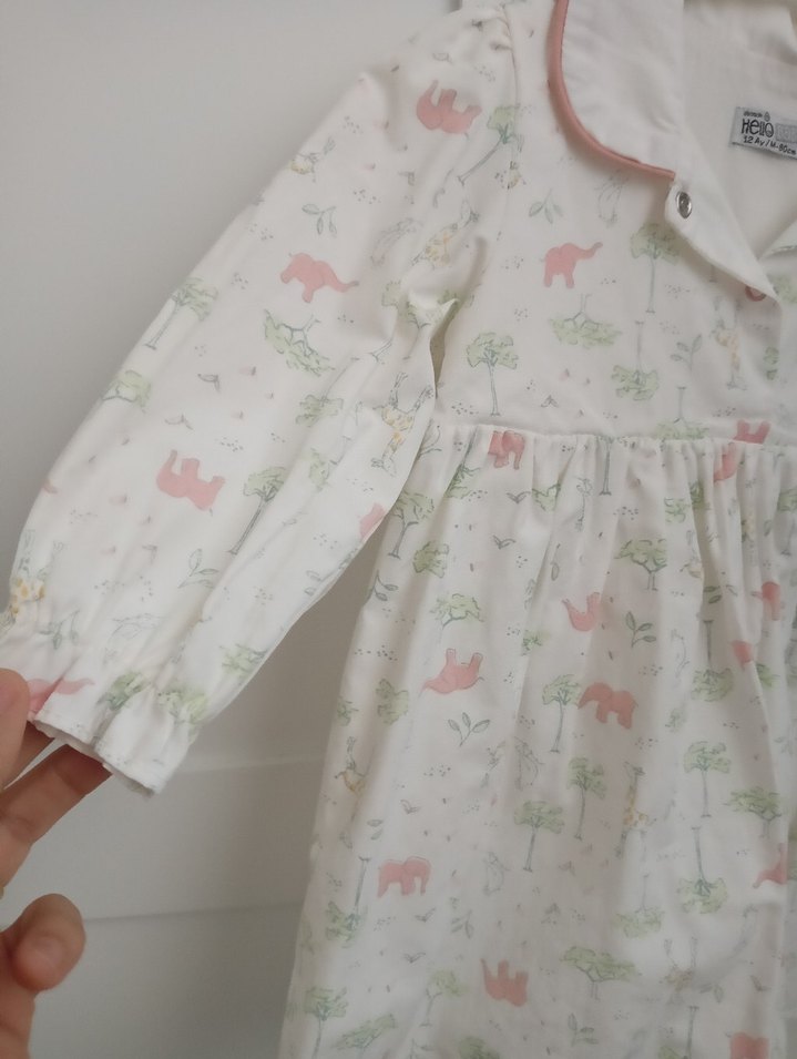 Pamuklu Baskılı Uzun Kollu Kız Elbisesi - Görsel 3