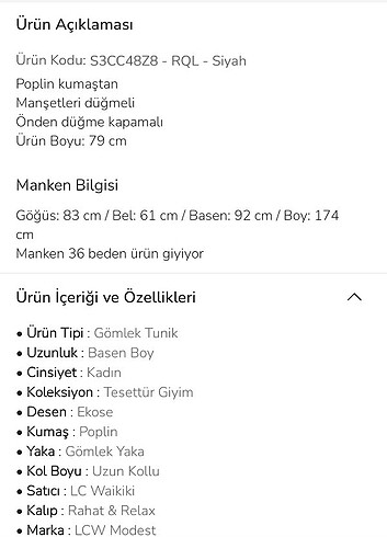 42 Beden LCW GÖMLEK TUNİK