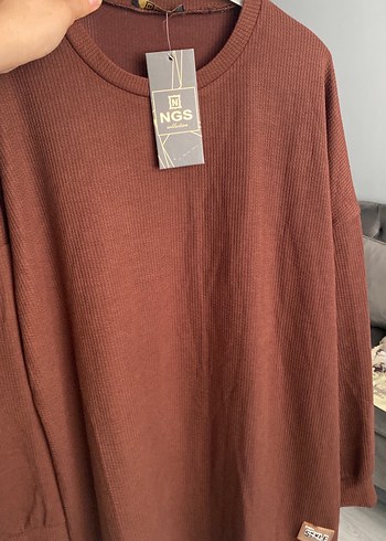 44 Beden Kahverengi Salaş Midi Tunik