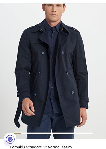 Lacivert Midi Erkek Altınyıldız Trençkot - Görsel 8