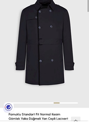 Lacivert Midi Erkek Altınyıldız Trençkot - Görsel 7