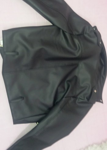 Siyah Kadın Deri Biker Ceket - Görsel 3