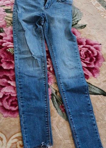 Diğer Kadın Mavi Bağcıklı Skinny Denim Pantolon