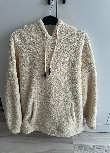 Peluş krem sweatshirt 