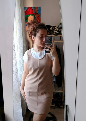 s Beden Bej jile süet elbise