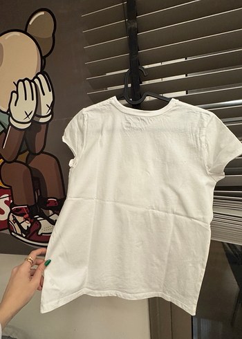 Kız Çocuk Beyaz Baskılı Kısa Kollu Tişört - Görsel 5