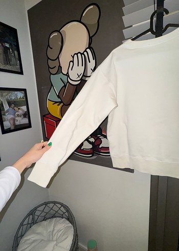 Beyaz Baskılı Erkek Kiz Sweatshirt - Görsel 7