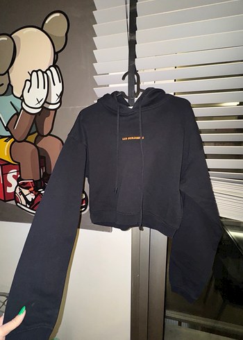 Siyah xs Kısa Kadın Sweatshirt - Görsel 4