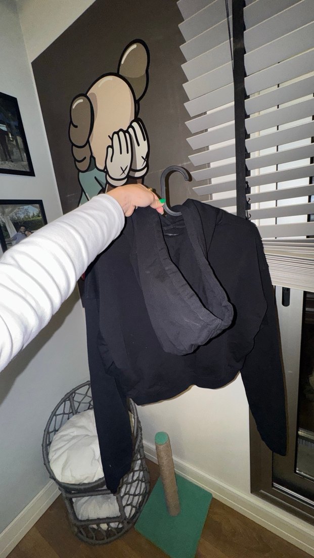 Siyah xs Kısa Kadın Sweatshirt - Görsel 5