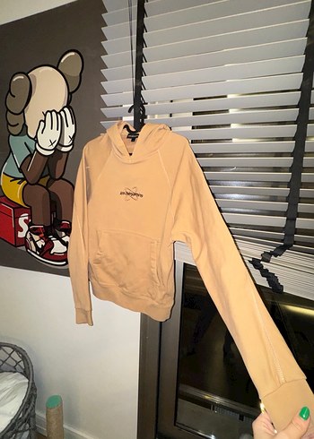 Bej Kadın Kapüşonlu Sweatshirt - Görsel 3