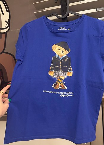 Kız Erkek Çocuk Lacivert Polo Bear Baskılı Tişört - Görsel 3