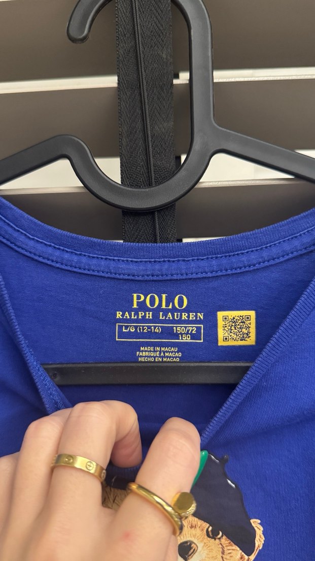 Kız Erkek Çocuk Lacivert Polo Bear Baskılı Tişört - Görsel 5
