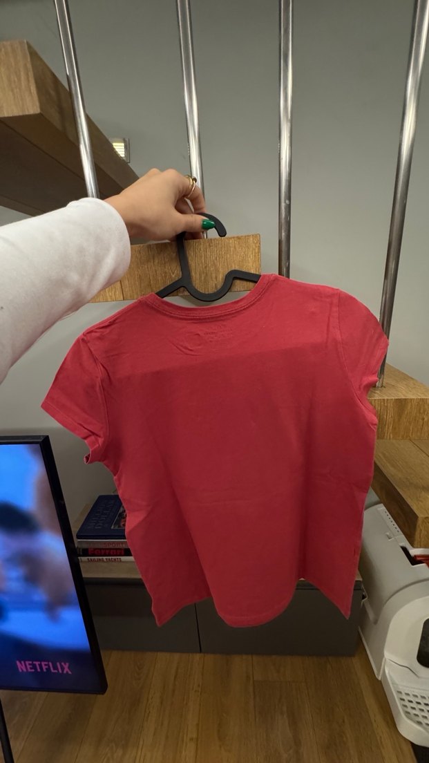 Kız Çocuk Kırmızı Baskılı Kısa Kollu Tişört - Görsel 5