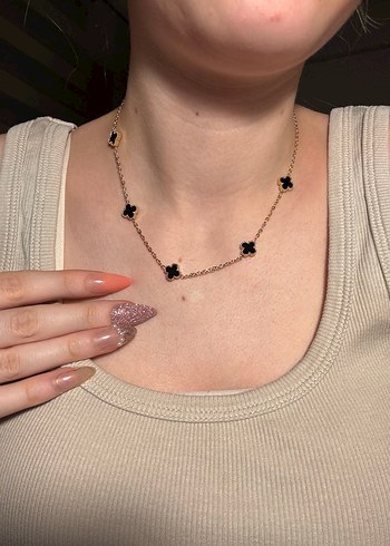 Siyah Minimalist Zincir Detaylı Midi Kadın Çelik Kolye