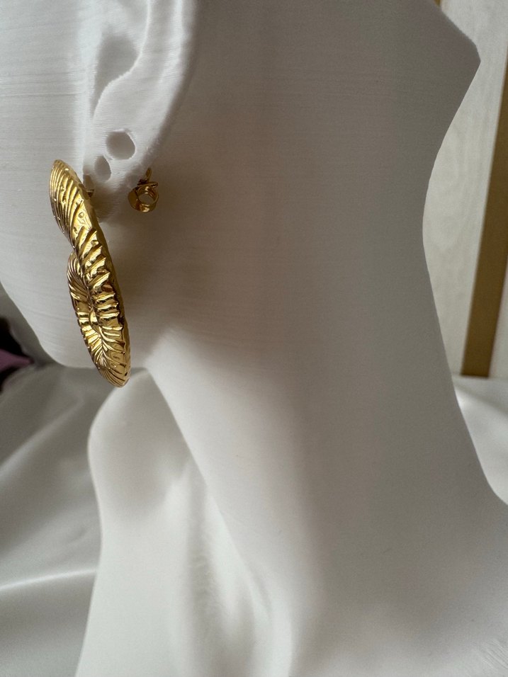 Altın Renkli Katlamalı Midi Yılan Desenli Küpe - Görsel 3