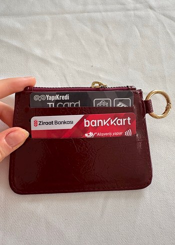 Bordo Deri Fermuarlı Kadın Cüzdanı - Görsel 2