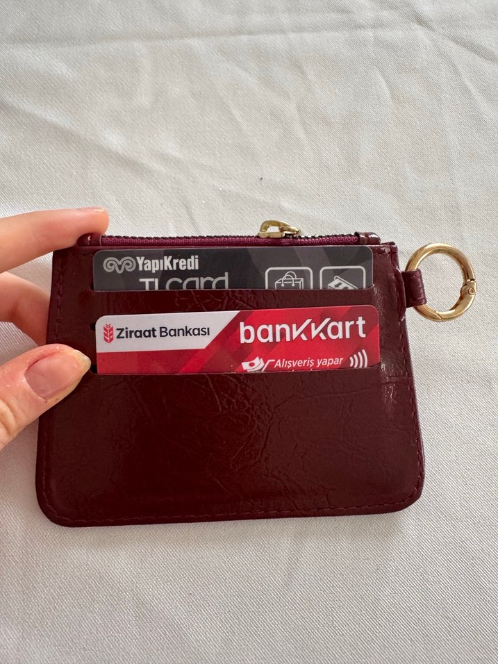 Bordo Deri Fermuarlı Kadın Cüzdanı - Görsel 2