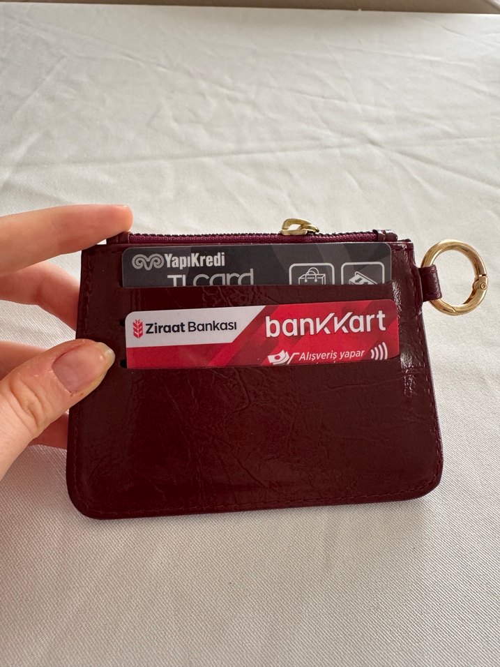 Bordo Deri Fermuarlı Kadın Cüzdanı - Görsel 3