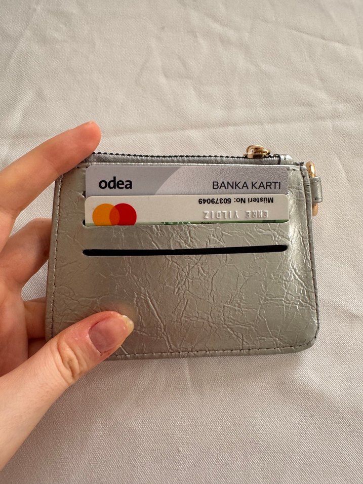 Gri Deri Fermuarlı Kadın Cüzdanı - Görsel 2