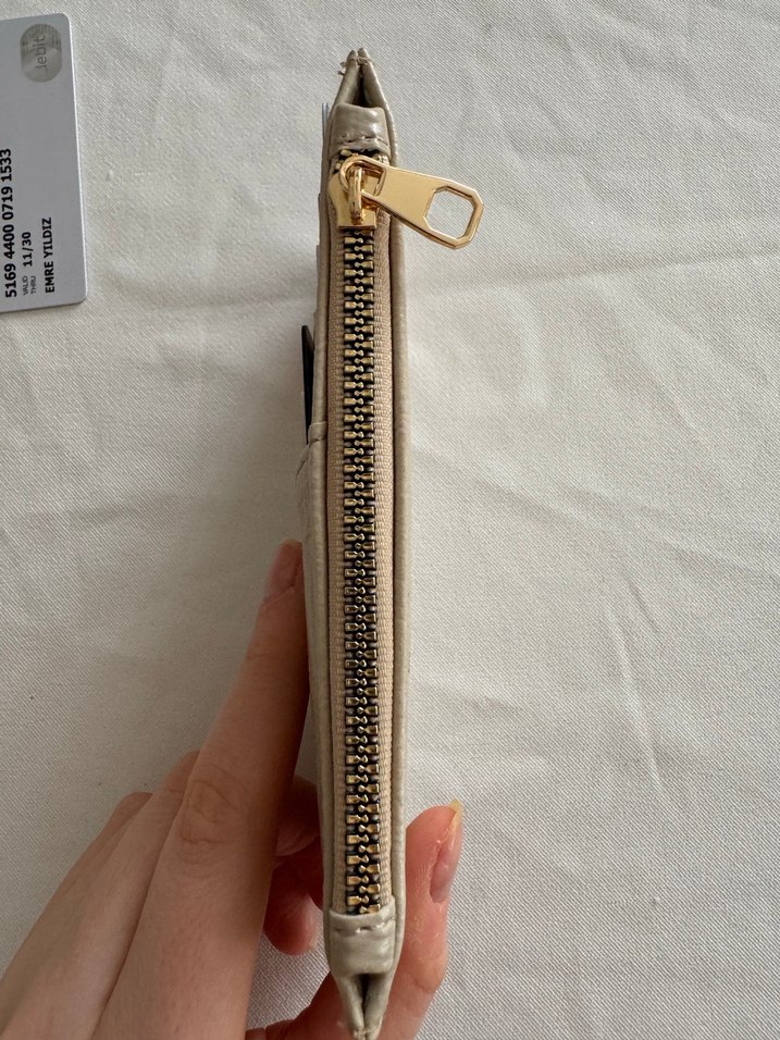 Bej Deri Fermuarlı Kadın Cüzdanı - Görsel 2