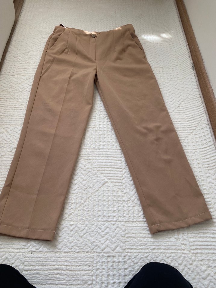 Bej Midi Kumaş Kadın Pantolon - Görsel 2